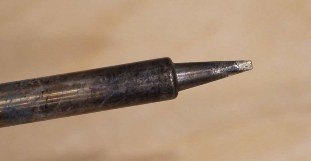 Photo of a cleaned soldering iron tip.