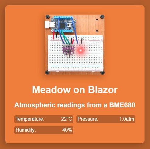 Meadow.Blazor running in a web browser